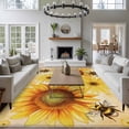 thumbnail image 3 of Large Area Rugs for Living Room Bedroom, Sunflower 5'x8' Rug Washable Carpet Runner Indoor Outdoor, Yellow Floral Elegant Pastoral Flowers Rustic Non Slip Floor Mats Rug for Kitchen, Bathroom, 3 of 8