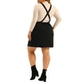 thumbnail image 3 of Agnes Orinda Women's Plus Size Button Zip A-Line Corduroy Mini Suspender Skirt 4X Black, 3 of 5