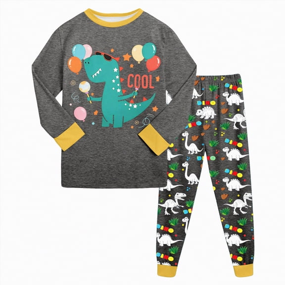 UAYOTSE 2 Piece Toddler Boys Girls' Spring Fleece Pajama Set Warm Fleece Matching Sleepwear Set Tops Pants Outfits Sleepwear,Sizes 7-8 Years