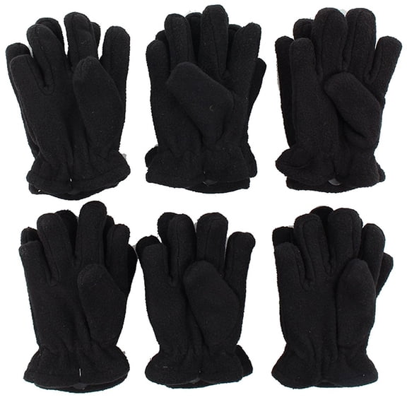 Toddler / Kids Soft And Warm Fleece Lined Gloves 6-Pack (Black 5-6Y)