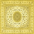 thumbnail image 1 of Ahgly Company Machine Washable Indoor Square Medallion Yellow Traditional Area Rugs, 7' Square, 1 of 4