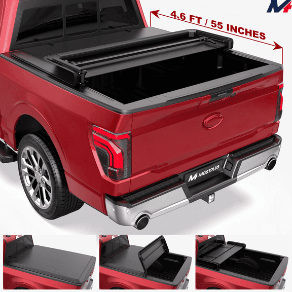 MOSTPLUS 3-Fold 4.6FT Truck Bed Cover Soft for 2022-2026 Ford Maverick Tonneau Cover Waterproof