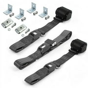 Standard 2 Point Charcoal Retractable Bench Seat Belt Kit with Bracketry for 1985-1992 Jeep Comanche - 3 Belts