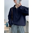 thumbnail image 5 of Women'S Sweaters Fall Winter Quarter Zip Casual Ribbed Cable Knit Pullover Navy Blue M, 5 of 7