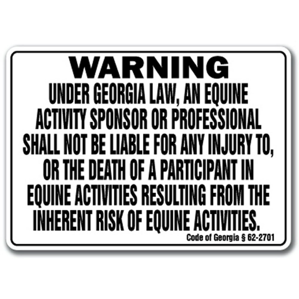 Equine Sign activity liability warning statute horse farm barn