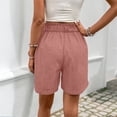 thumbnail image 6 of DHFJKG Womens Summer Straight Leg Shorts Casual Elastic Waist Solid Color Loose Fit Comfortable Daily Wear Shorts With Pockets Versatile Bottoms, 6 of 7