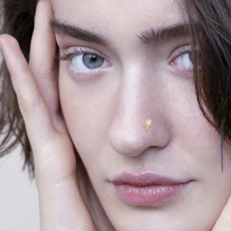 Designice 10Pcs Nose Rings L Shaped Nose Piercings Silver Surgical