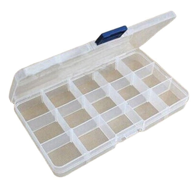 Caja de almacenamiento transparente Caja de almacenamiento de plástico Caja de almacenamiento Caja de joyería Caja de herramientas Almacenamiento 10 cuadrículas 15 cuadrículas 24 cuadrículas Caja de