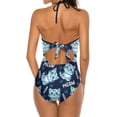thumbnail image 6 of One Piece Swimsuit Women Tummy Control - V Neck Sketch Cartoon Cat Paw Blue Halter Swim Suits for Women 2025, Padded Full Coverage Bathing Swim Suit for Women, 6 of 7