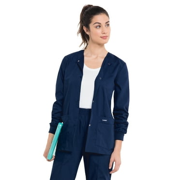 Landau Essentials Relaxed Fit 4-Pocket Snap-Front Scrub Jacket for Women 7525