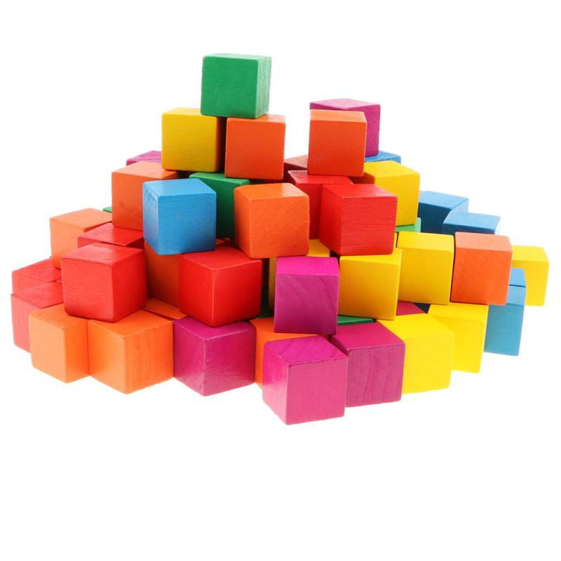 Colorful Construction Wooden Building Blocks Bricks Kids Development Toys LH 