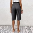 thumbnail image 5 of ZyeKqe Cotton Linen Knee Length Shorts for Women Smocked High Waisted Lounge Shorts Loose Fitted Summer Shorts, 5 of 8