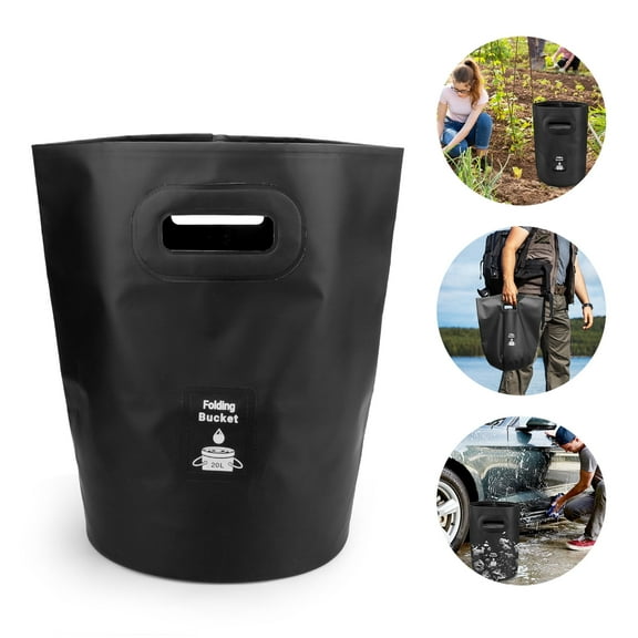 Portable Collapsible Bucket, TSV 5 Gallon (19L) Lightweight Folding Camping Fishing Bucket with Handle