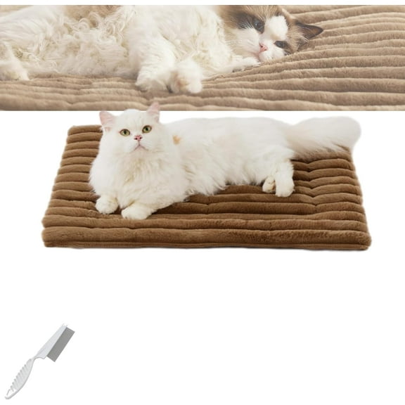 Asolla Cat Bed, Asolla Warming Pet Mat, Non Slip and Soft Mat for Medium Small Cat, Washable Thermal Pet Pad (Brown,S)