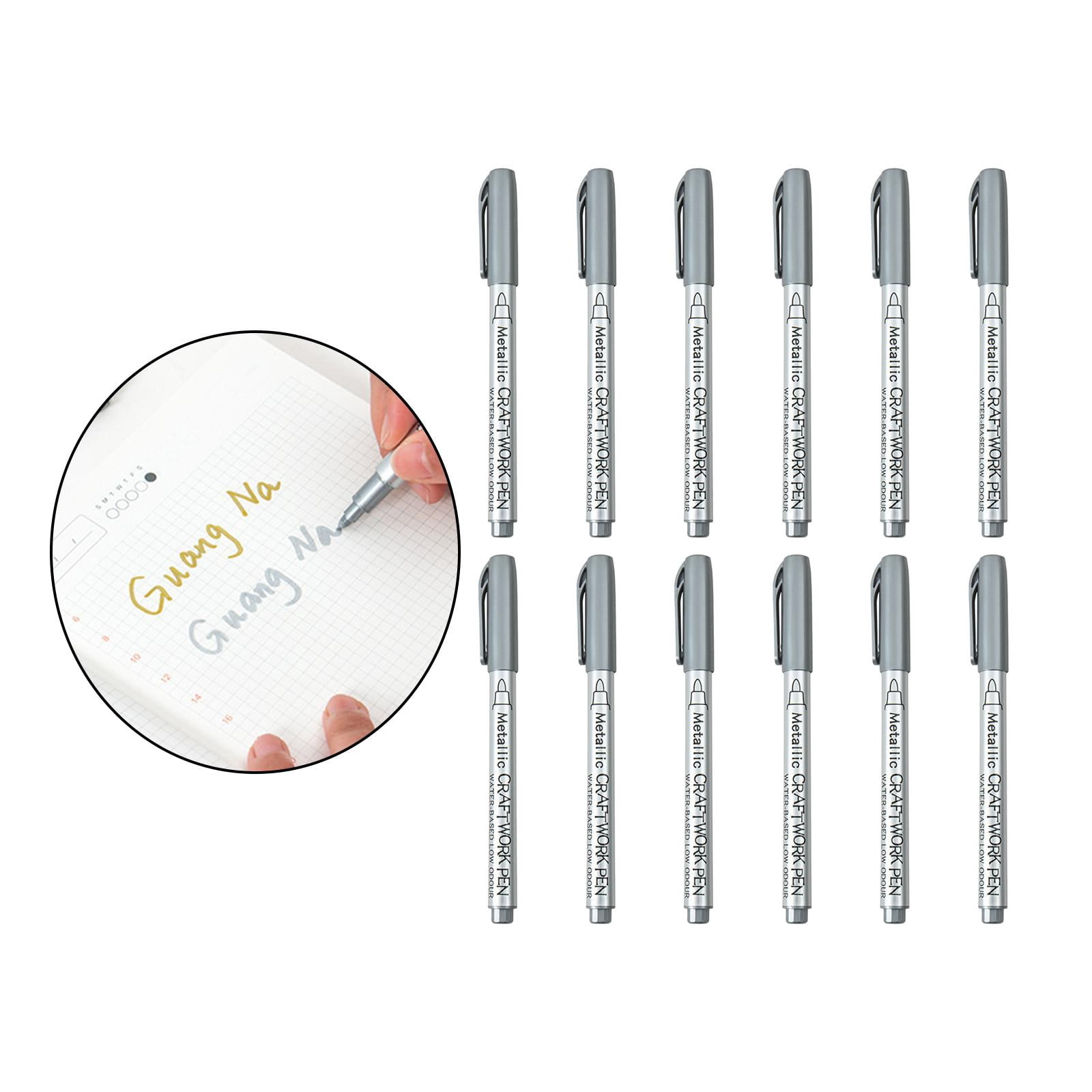 FVDPWYE 12Pcs Paint Pens Set Quick Dry Water based Premium for Mugs Easter Egg Metal Silver
