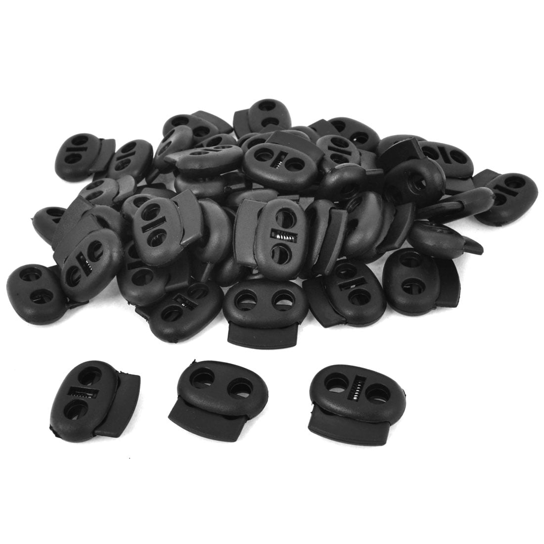 uxcell Plastic Home Double Holes End Spring Loaded Rope Cord Lock Stopper Toggle 29pcs 