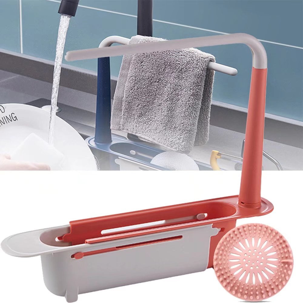 Storage Drain Basket Rack and Rubber Stopper Shower Drain CoversRed