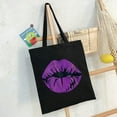 thumbnail image 6 of GOSMITH Woman Shopping Bag Large Capacity Shoulder Bag Purple Kissing Lipstick 14.1x15.7in, 6 of 6