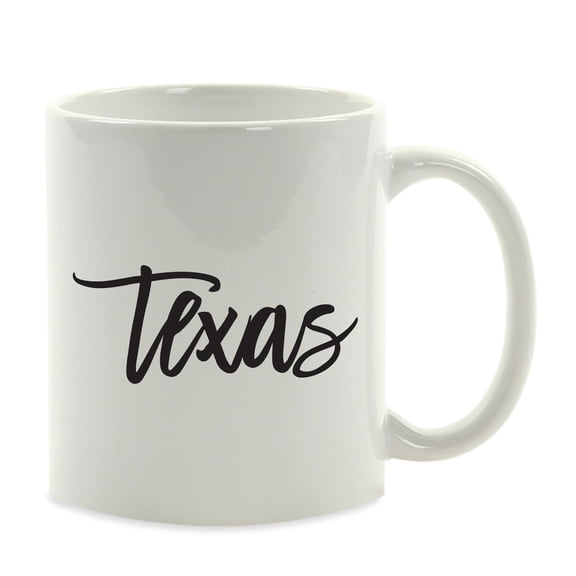 Koyal Wholesale Black Calligraphy Texas US State Ceramic Coffee Mug