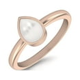 thumbnail image 2 of 0.60 Cts Pear Shape Pearl 925 Sterling Silver Rose Vermeil Solitaire Stackable Mother's Day Gift Ring For Women, 2 of 3