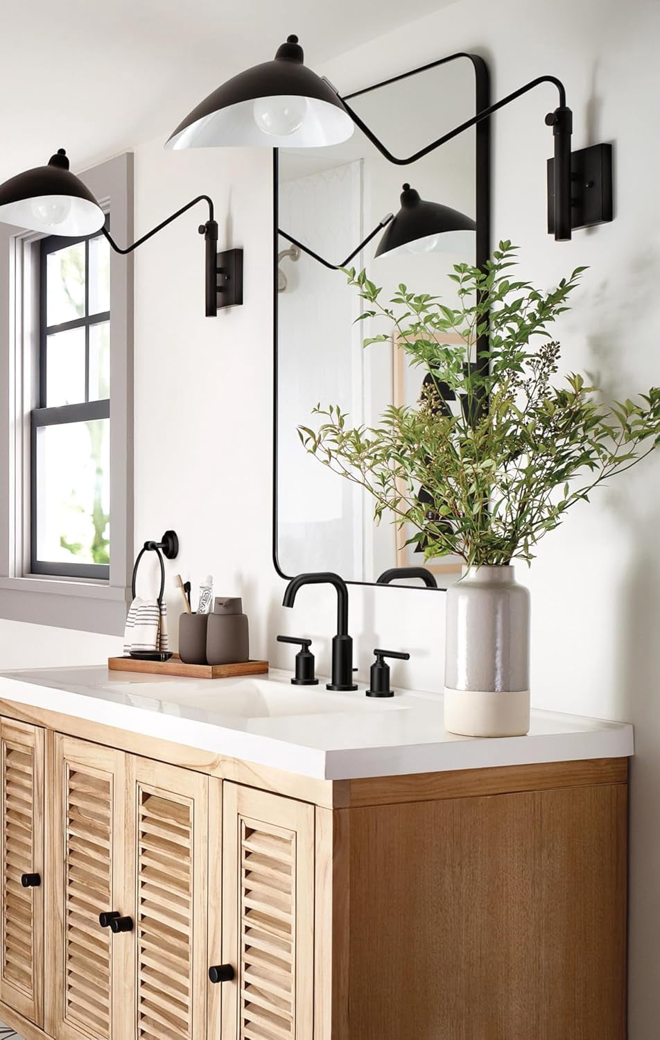 Moen TV6142BL Gibson Matte Black Two-Handle High Arc Widespread Bathroom Sink Faucet for 3-Hole Setups with Valve Included
