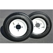 Antego Tire and Wheel 2-Pack Antego Trailer Tire on Rim 480-8 4.80-8 Load C 4 Lug White Wheel