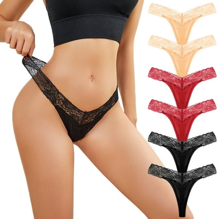 

zuwimk Cotton Thongs For Women Women s Low Rise Micro Back G-String Thong Panty Underwear BK2 XXL