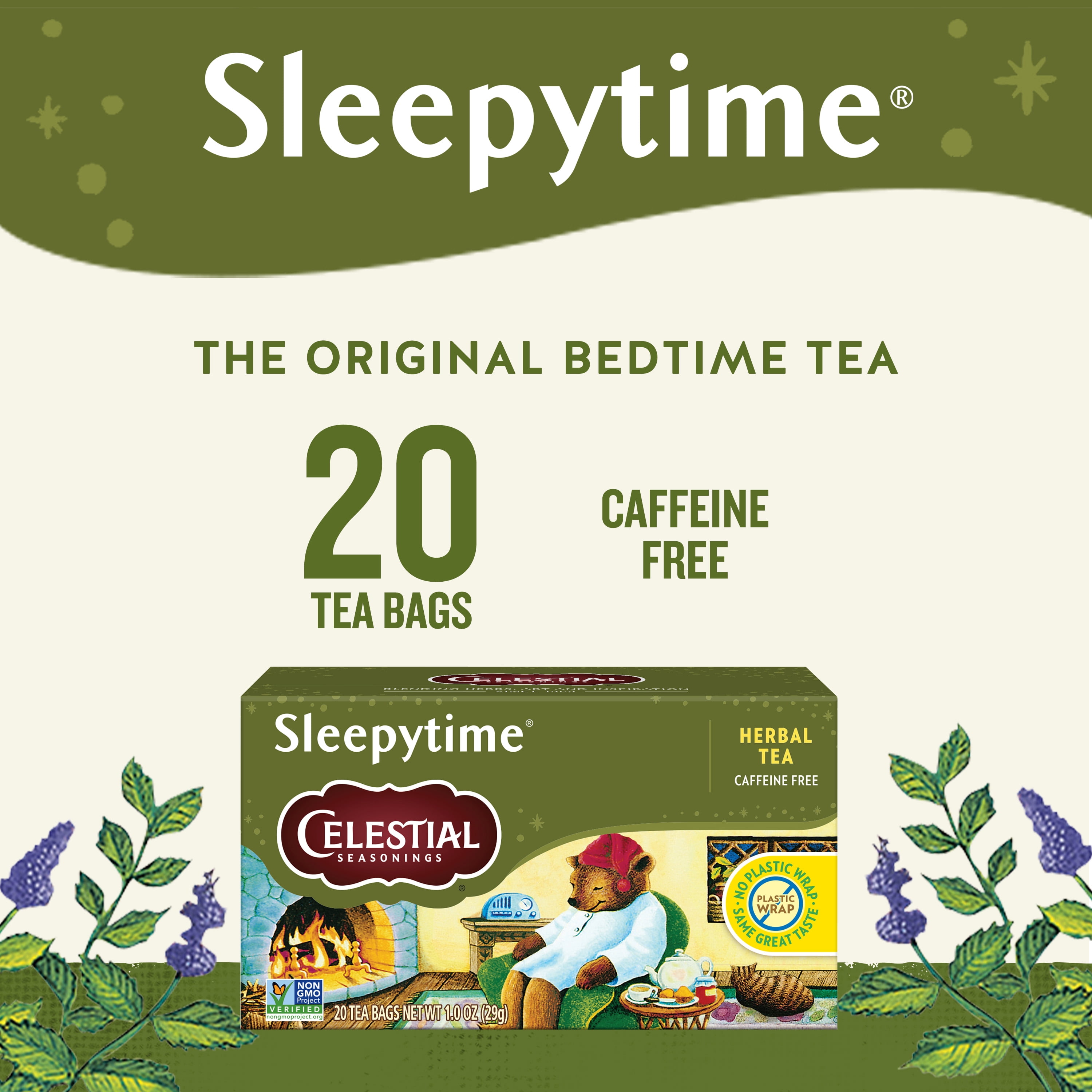 (3 pack) Celestial Seasonings Sleepytime Caffeine-Free Herbal Tea Bags (20 Count)