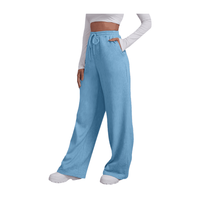 Pantalones de yoga de cintura alta con forro polar para mujer - Pierna ancha y recta, bolsillos para hacer ejercicio/uso informal (S-XXXL)