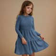 thumbnail image 2 of Fancifize Girls Long Sleeve Ruffle Dress Crew Neck A-Line Fall Casual Dresses with Pockets Teen Girls Plain Midi Dresses for 4-14 Y, 2 of 9