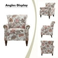 thumbnail image 5 of Wingback Armchairs Set of 2 Accent Chairs Floral Upholstered Sofa Wood Legs Lounge Seat Removable Cushion Home Living Room, 5 of 6