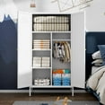 thumbnail image 5 of Metal Wardrobe Coat Cabinet with Adjustable Shelves and Hanging Rod,Storage Closet Locker for Bedroom,Kids Room,Office, Home, School,Almirah for Clothes,Blanket., 5 of 7