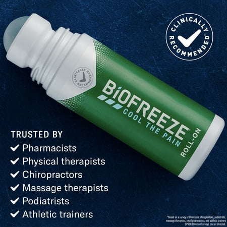 Biofreeze Roll-On Pain-Relieving Gel 3 FL OZ, Green (Pack Of 2) Topical Pain Reliever For Muscles And Joints From Arthritis, Backache, Strains, Bruises, & Sprains (Package May Vary)
