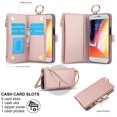 thumbnail image 3 of Allytechgroup Wallet Case for iPhone 8 Plus/7 Plus, RFID Blocking Multiple Cards Holder Zipper Pocket Hand Strap Shockproof Stand Phone Case with Crossbody Lanyard for Women Girls, Rosegold, 3 of 7