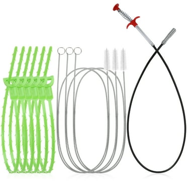 Armscye 10 Pack Pipe Clean Tool,  35.5 inch Drain Clog Remover, 25inch Drain Snake Hair Remover＆ Cleaning Brush, Hair Catcher Drain Auger Cleaner Tool for Toilet,Kitchen Sink,Bathroom Tub