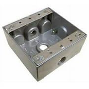 Morris Products 36220 Weatherproof Boxes - Two Gang 30.5 Cubic Inch Capacity - 3 Outlet Holes 0.7 5 In. Gray