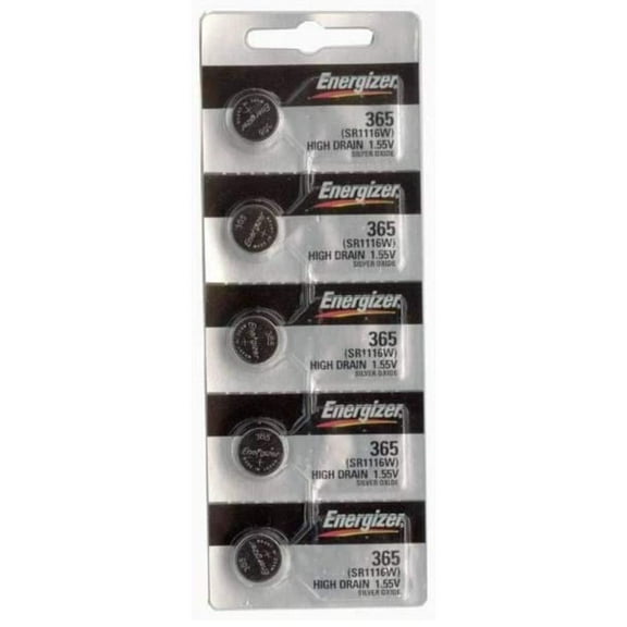 Energizer 365 Button Cell Silver Oxide SR1116W Watch Battery Pack of 5 Batteries