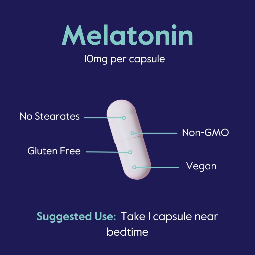 Melatonin 10mg (360 Vegetarian Capsules) - No Stearates - No Flow Agents - Vegan - Non GMO - Easy to Swallow Small Capsules