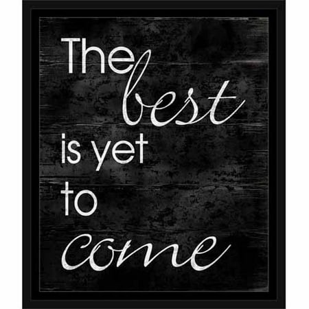 Best To Come Distressed Wood Grain Wedding Typography Black & White, Framed Canvas Art by Pied Piper