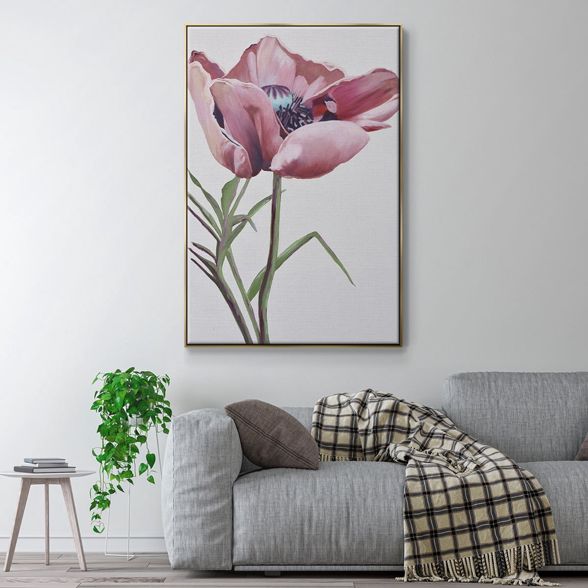 Paris Poppy Framed Premium Gallery Wrapped Canvas - Ready to Hang - 17 x 25 - Gold Floating Frame