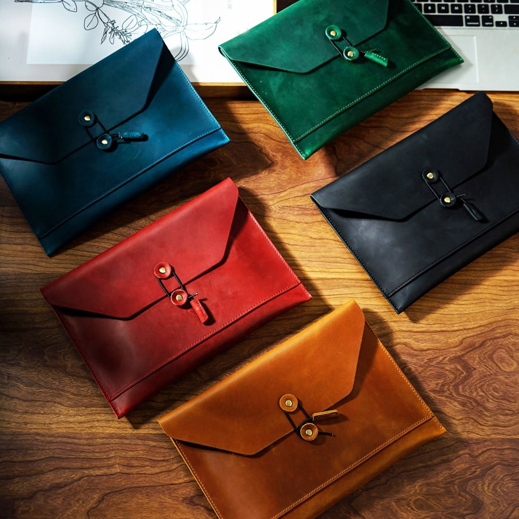 PU Leather File Folder with Multiple Card Slot, String Closure Document Holder