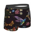 thumbnail image 3 of Balery Humming Bird And Tropical Flowers Embroidery Men's Boxer Briefs, Soft and Breathable Cotton Underwear with nylon Waistband-X-Large, 3 of 9