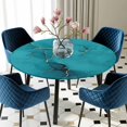 thumbnail image 3 of Teal Marble Round Fitted Tablecloth with Elastic Edge, Waterproof Table Cloth Table Cover for 45"-54" Tables, Turquoise Marble Crack Abstract Modern Art Tablecloths for Dining Picnic Indoor Outdoor, 3 of 9