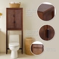 thumbnail image 3 of Teamson Home Hatteras Modern Over Toilet Storage Cabinet with Rattan Doors & Shelves, Bathroom Organizer with Solid Wood, 3 of 14