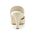 thumbnail image 2 of BLISSFUL STEP Women's Pointed Toe Elastic Strap Stiletto Heelsed Mules Beige 5.5, 2 of 8