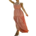thumbnail image 3 of Femmes Été Boho Maxi Robes Cravate Sangles Découpées Dos Nu Fluide une Longue Robe de Plage, 3 of 6