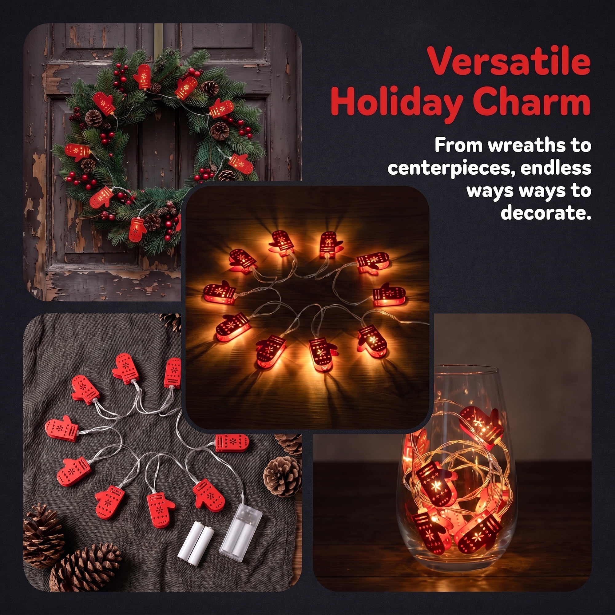 Unique Bargains Figurine Indoor Holiday Fairy Lamps 4.9 ft Gloves Battery Operated