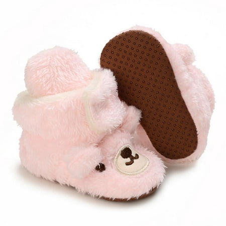 

SYNPOS 0-18M Newborn Fluffy Sneaker Soft Non-slip Sole Toddler Plush Prewalker Warm Boots First Walker Baby Boy Girl Shoes