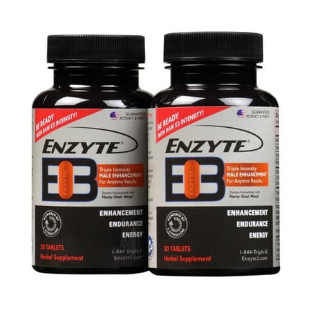 Enzyte3® Triple Intensity Male Vitality Supplement with Energy & Endurance Support. L-Citrulline, Guarana Seed, Epimedium. Niacin, Vitamin B6 & B12, Folate. 30-Day Supply, 30 Count Bottle (2 Pack)