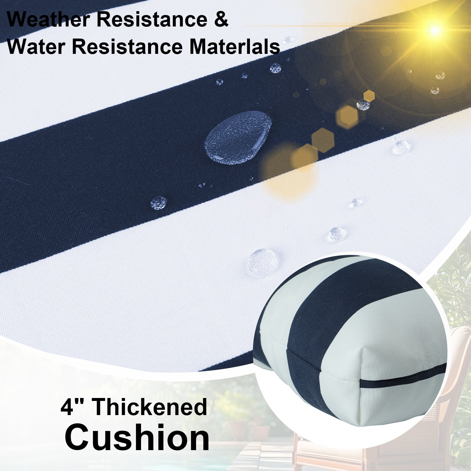 PUKNLY Outdoor Deep Seat Cushion Set, 44x22 in Waterproof Fade Resistant Patio Furniture Cushions